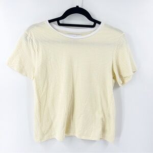 ✅ TEXTILE ELIZABETH & JAMES YELLOW/WHITE STRIPED SHORT SLEEVE T-SHIRT SIZE LARGE